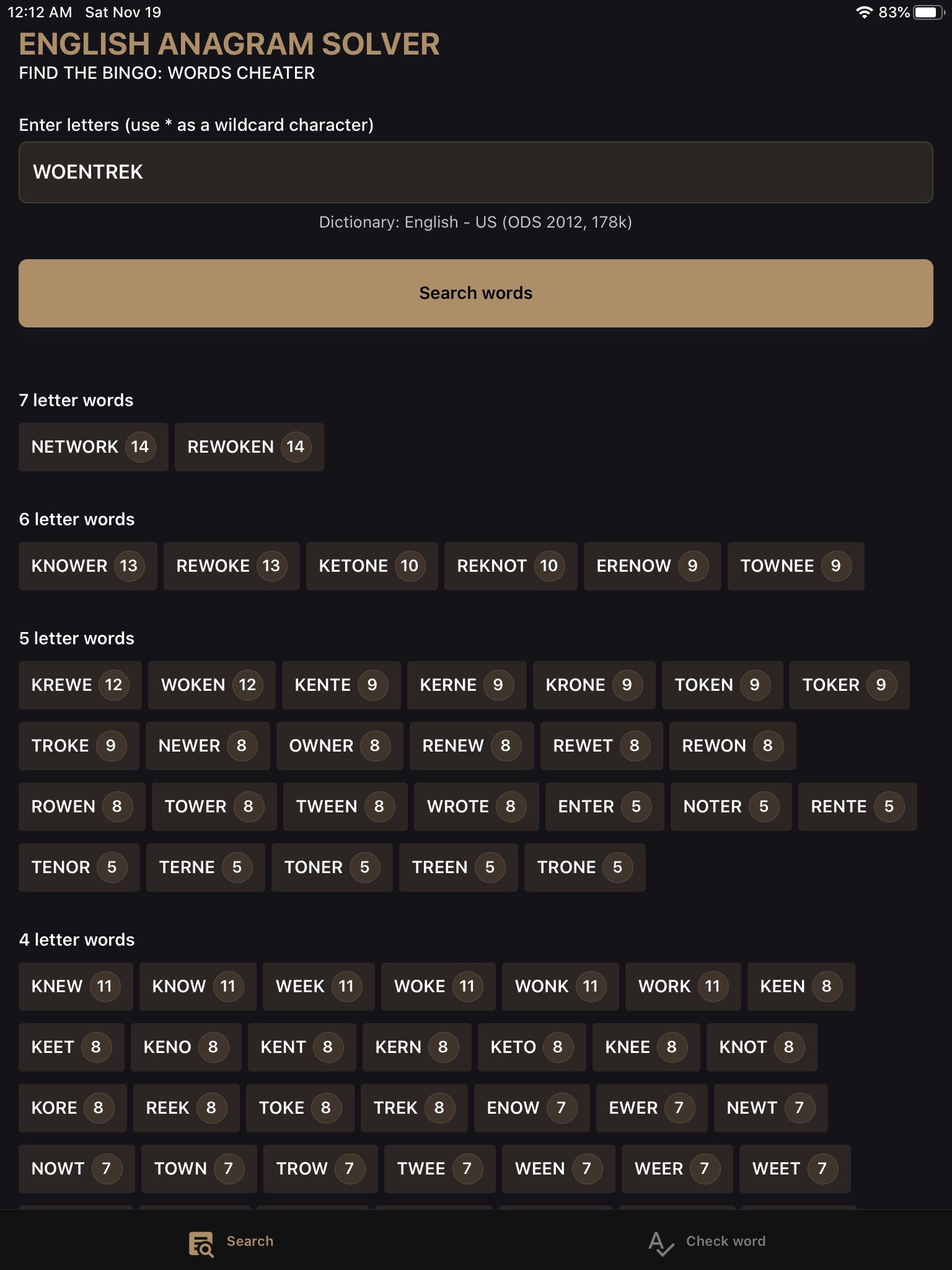 English Anagram Solver screenshot 4