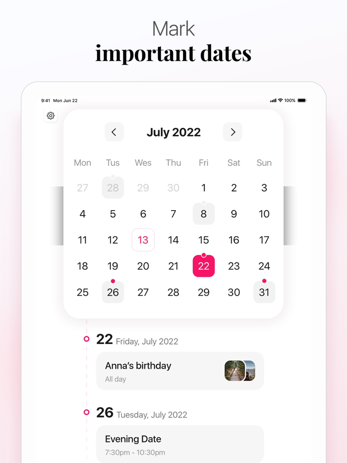 Couple Calendar Anniversary