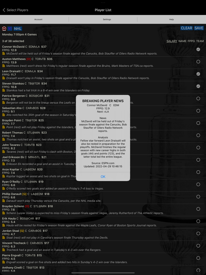 DFS Bulk Lineup Generator