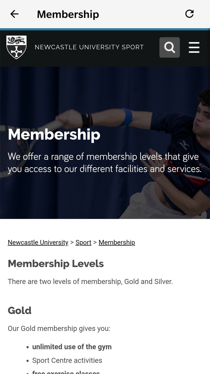 Newcastle University Sport App