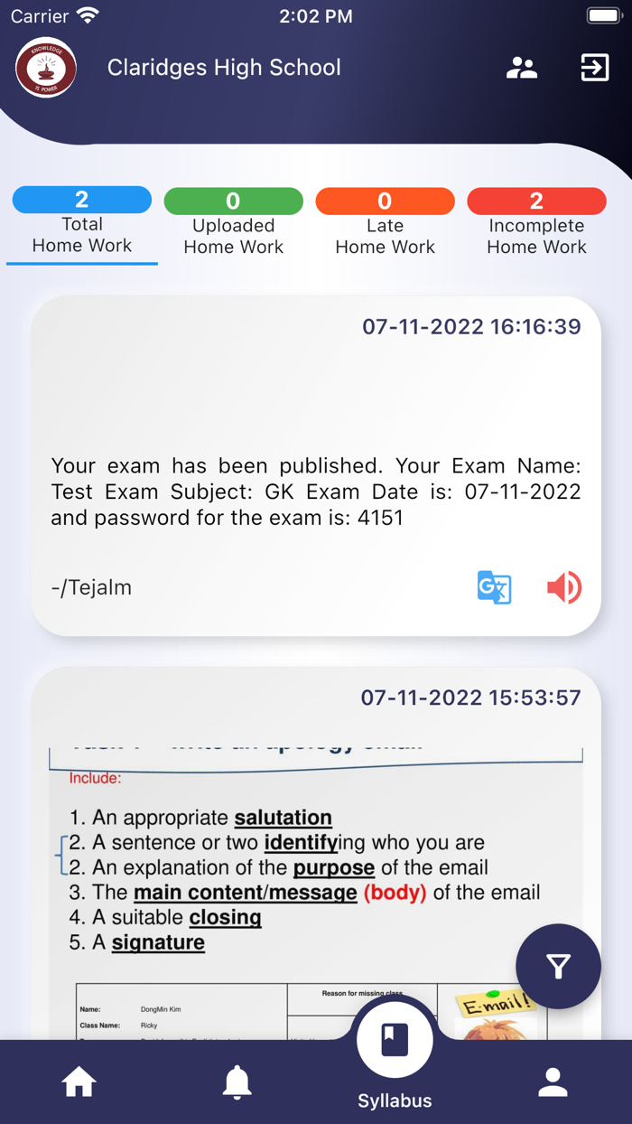 CLARIDGES SCHOOL STUDENT PANEL