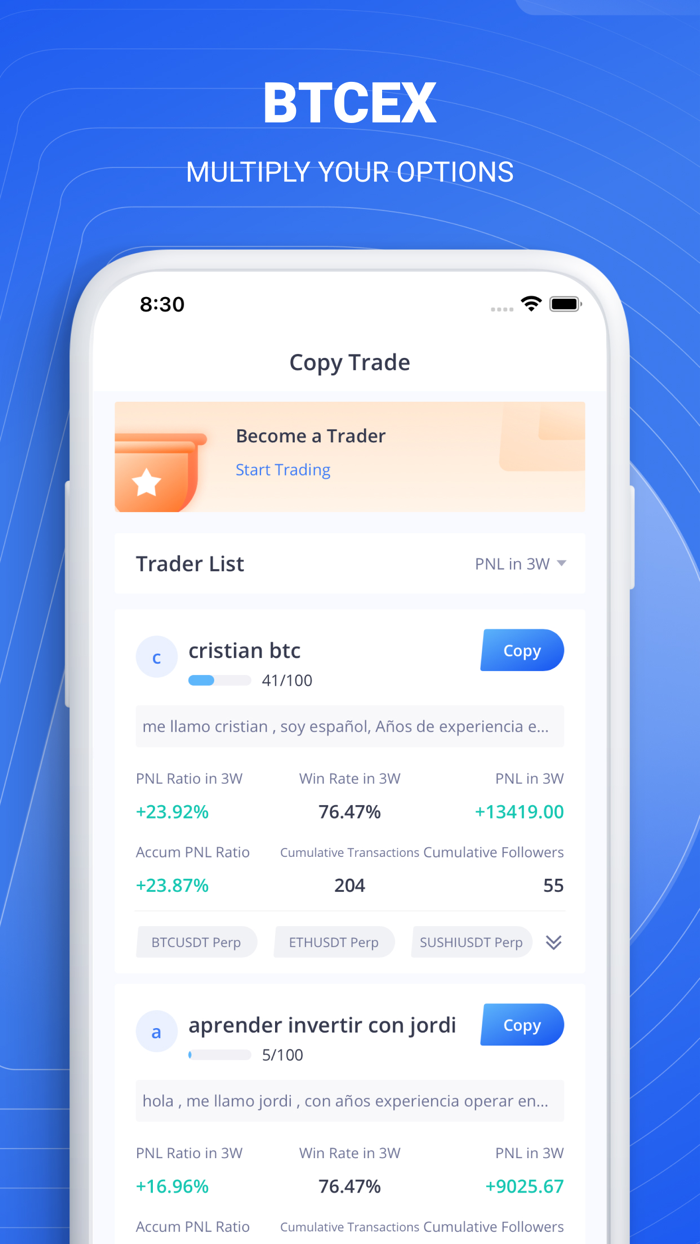 BTCEX Giao dịch BTC và Crypto