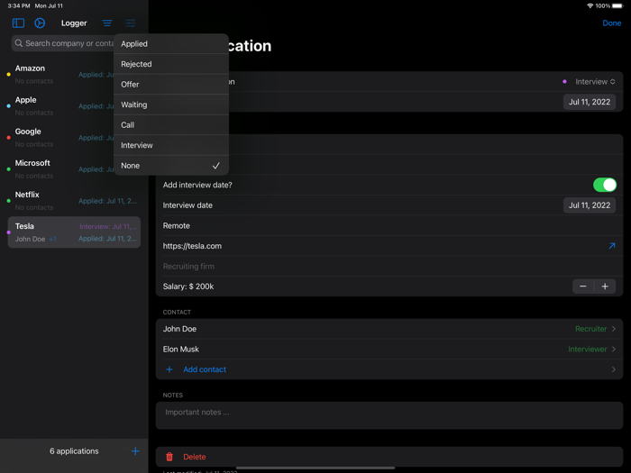 Logger - Track Job Application