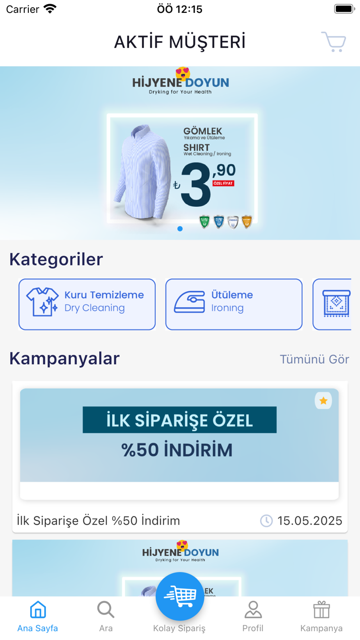 Aktif Müşteri Online Sipariş
