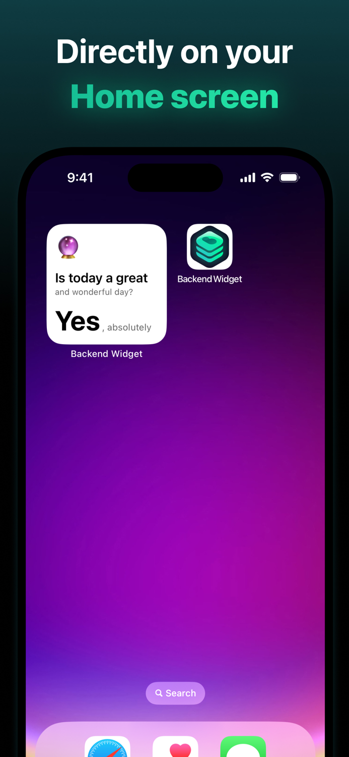 Backend widget API dashboard