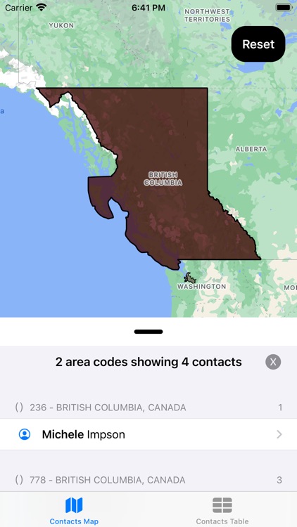 Area Code Map