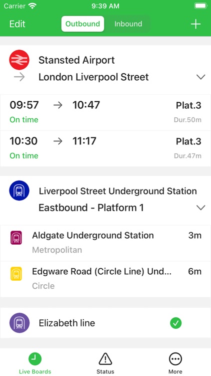 Live Boards - Tube Rail & Bus