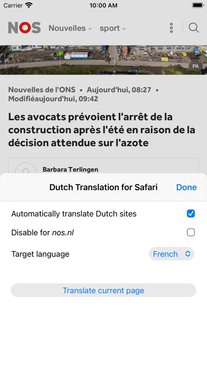 Dutch Translation for Safari