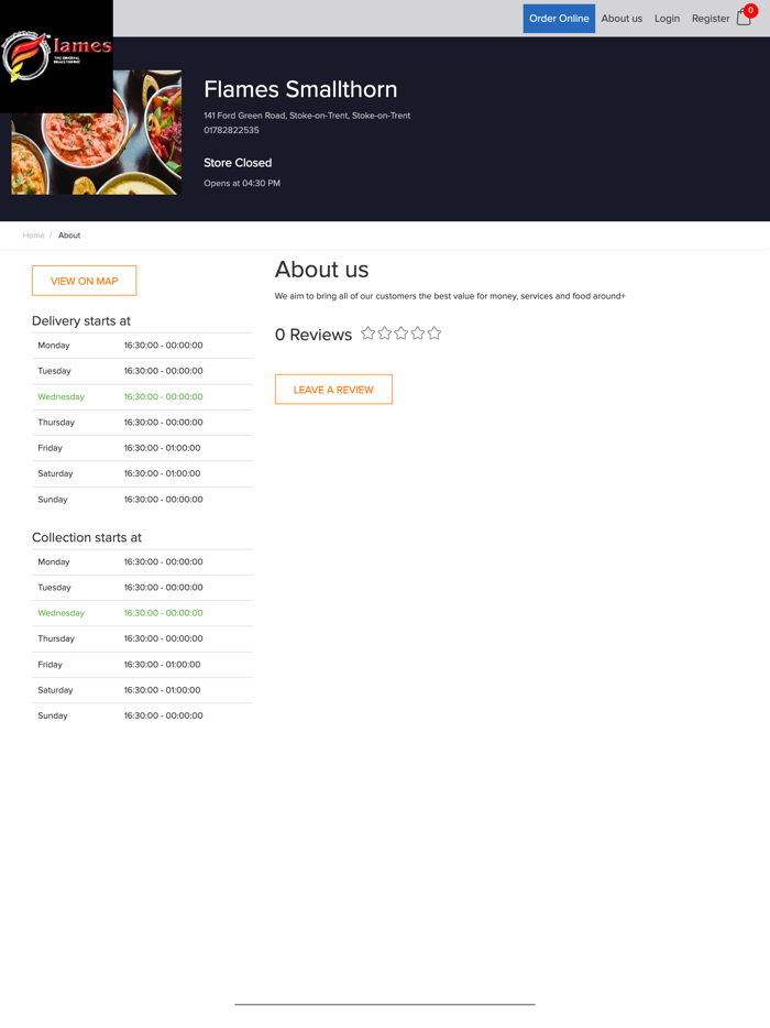 Flames Smallthorne -Order Food