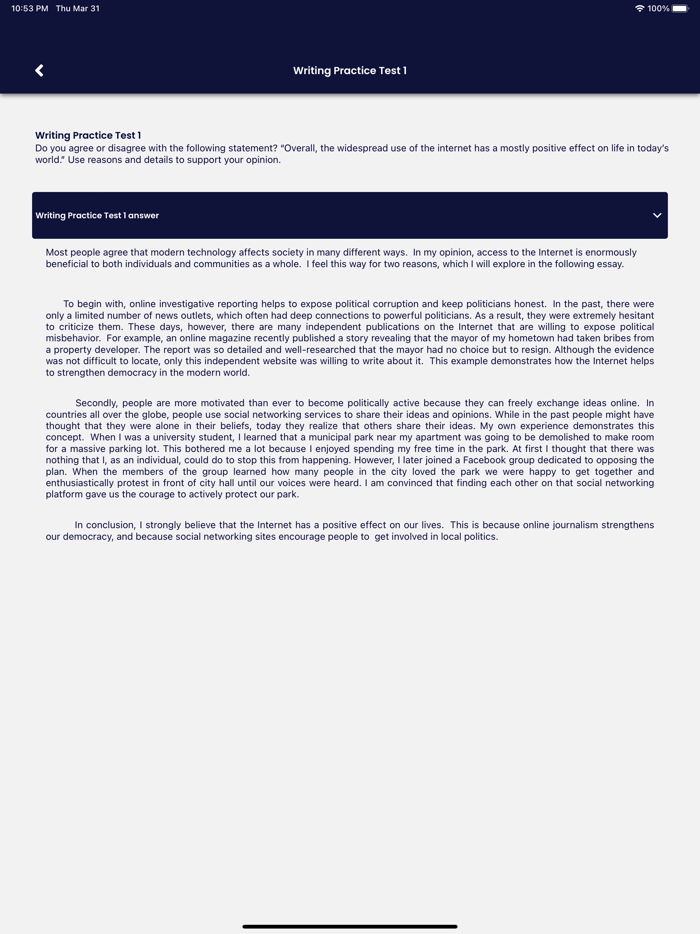 TOEFL Practice Test 2022