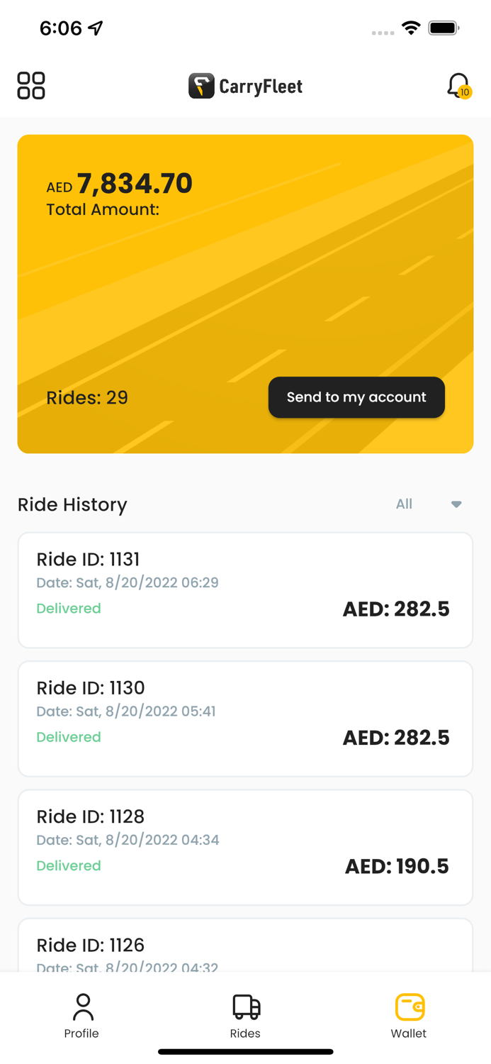 CarryFleet Rider App