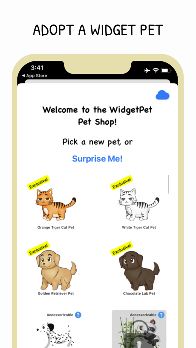 Widget pet : animal virtuel