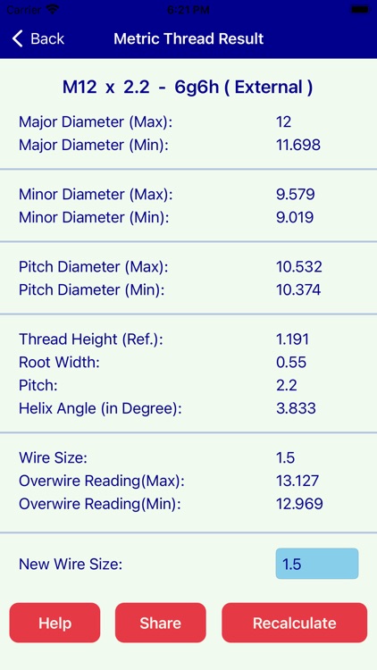 UN Metric Threads Calculator screenshot-9