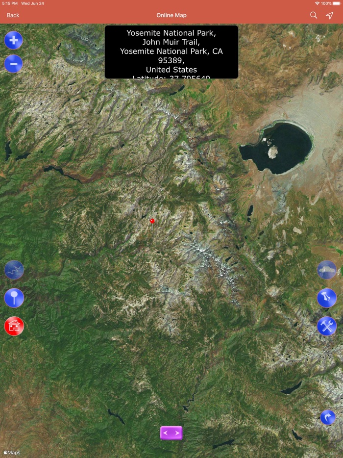 Yosemite National Park Map, CA