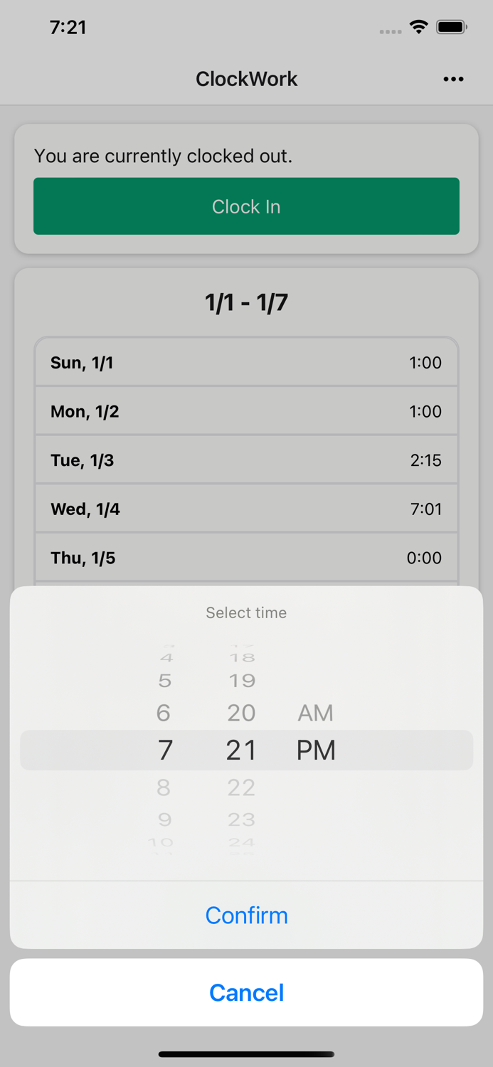 ClockWork Time Tracker