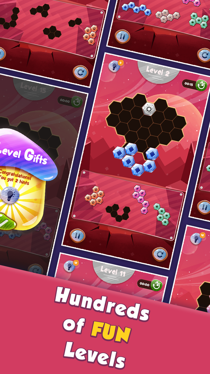 Hexa Block Puzzle, Wood Blocks