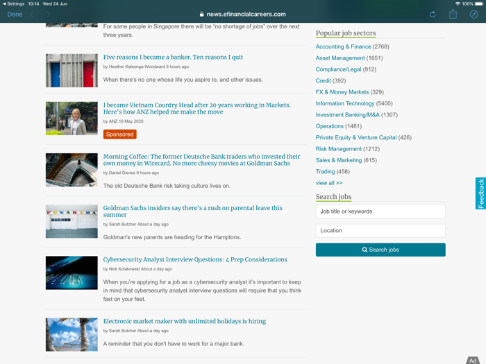 eFinancialCareers Jobs  News