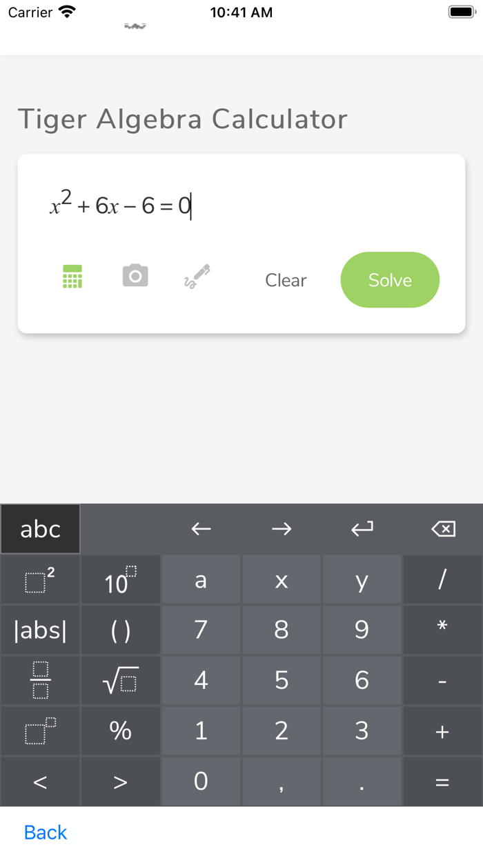 Tiger Algebra Solver