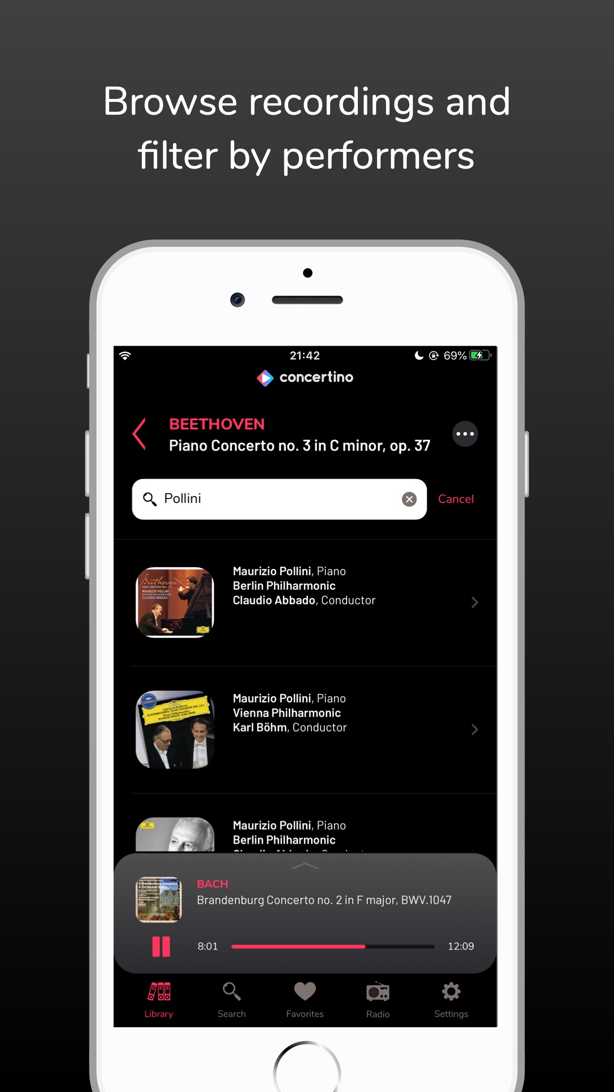 Screenshot do app Concertino