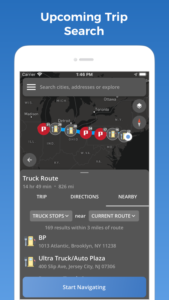 TruckMap Truck GPS Routes App for iPhone Free Download TruckMap Truck GPS Routes for