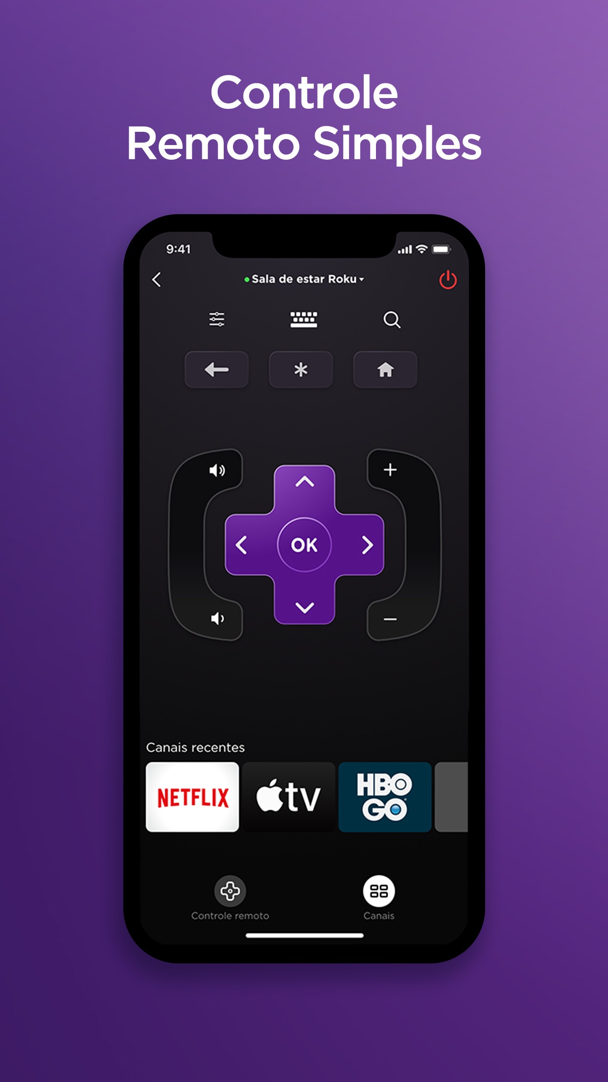 Screenshot do app Roku