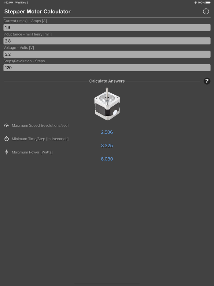 Stepper Motor Calculator