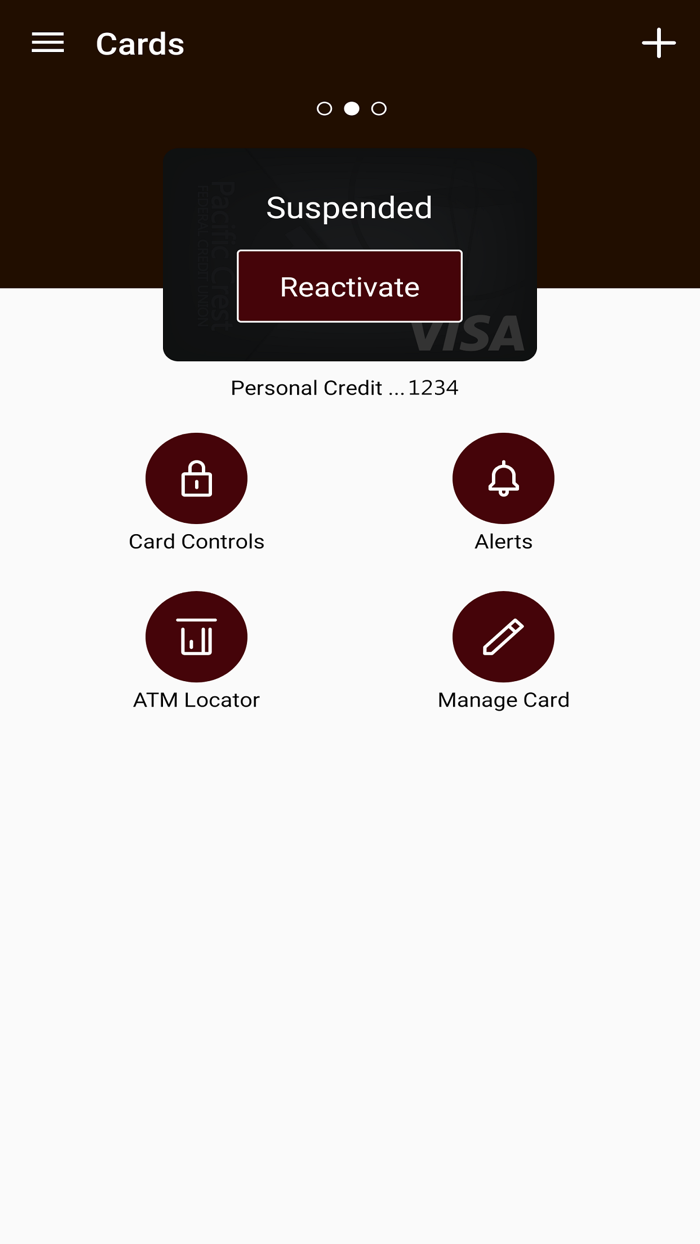 myPCFCU Card Controls