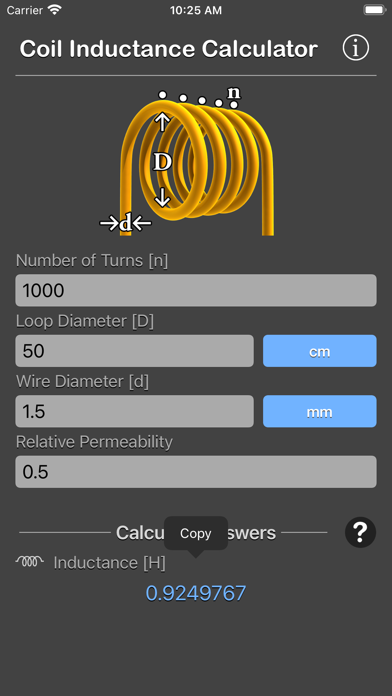 Coil Inductance CalculatorScreenshot of 5