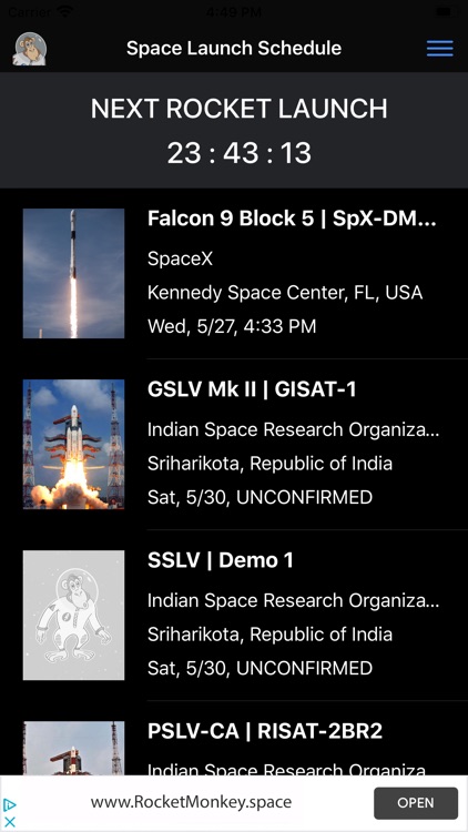 Space Launch Schedule by Kickstand Technology LLC