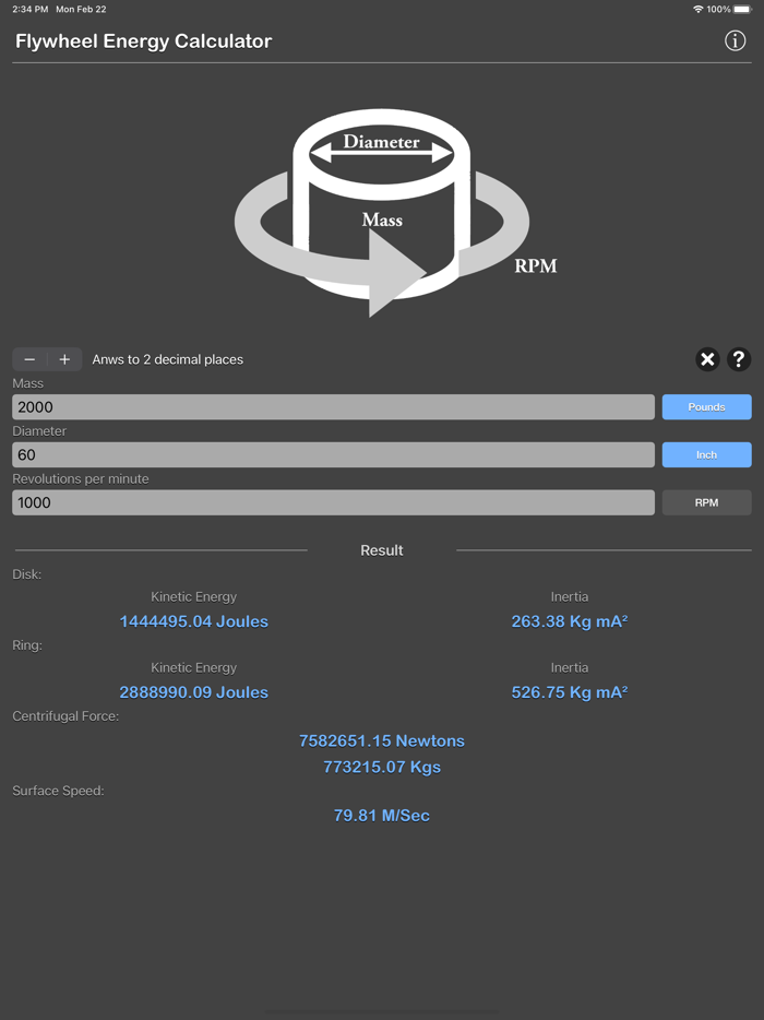 Flywheel Energy Calculator