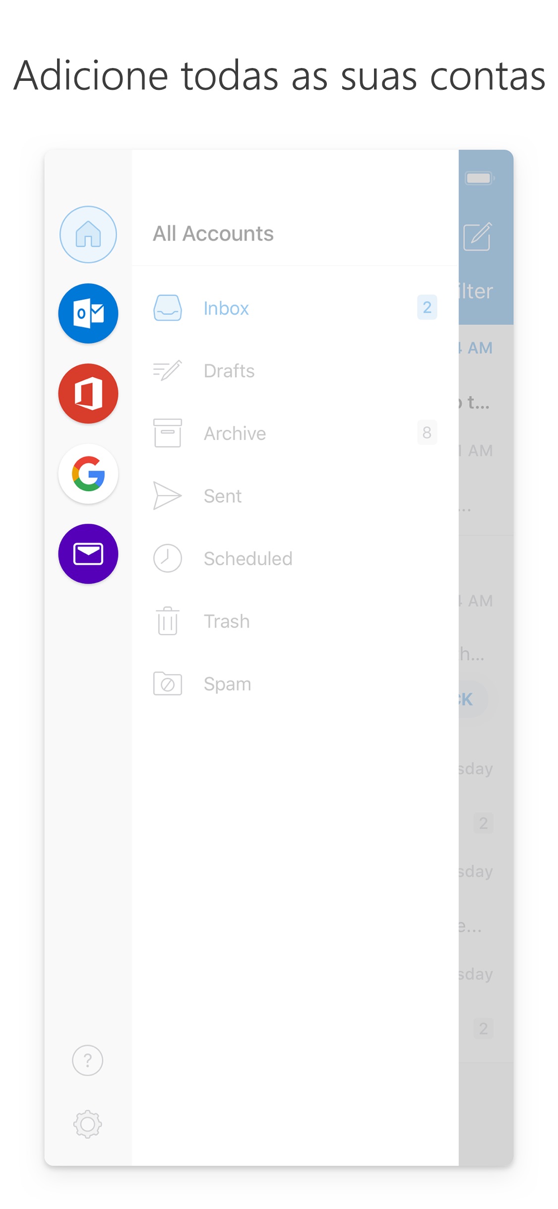 Screenshot do app Microsoft Outlook