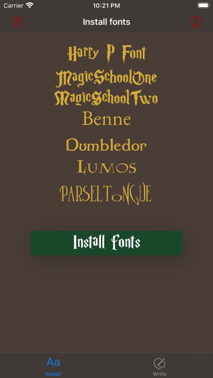 Install & write Fonts Harry P.
