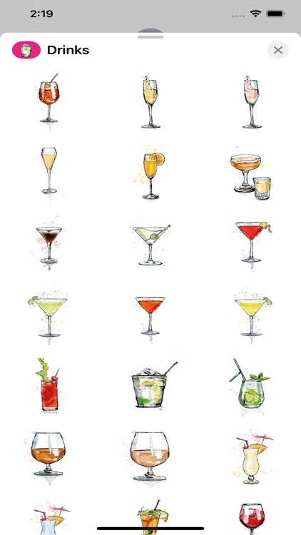 Cocktails and Drinks Stickers