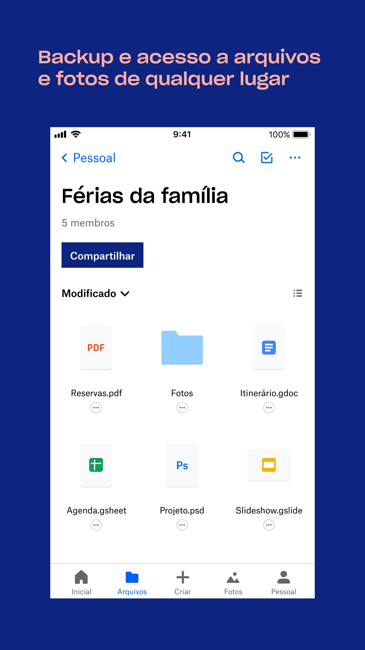 Screenshot do app Dropbox - Salve, compartilhe