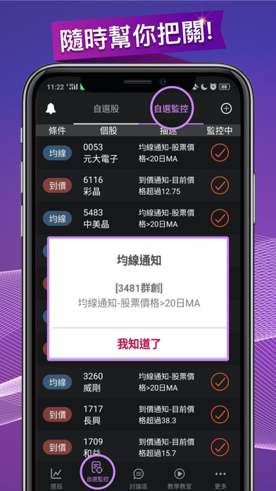 林恩如-強棒旺旺來 即時技術型態選股 screenshot 2