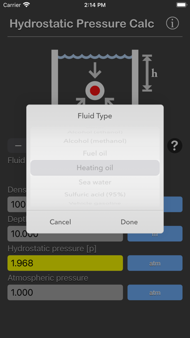 Hydrostatic Pressure Calc screenshot 2