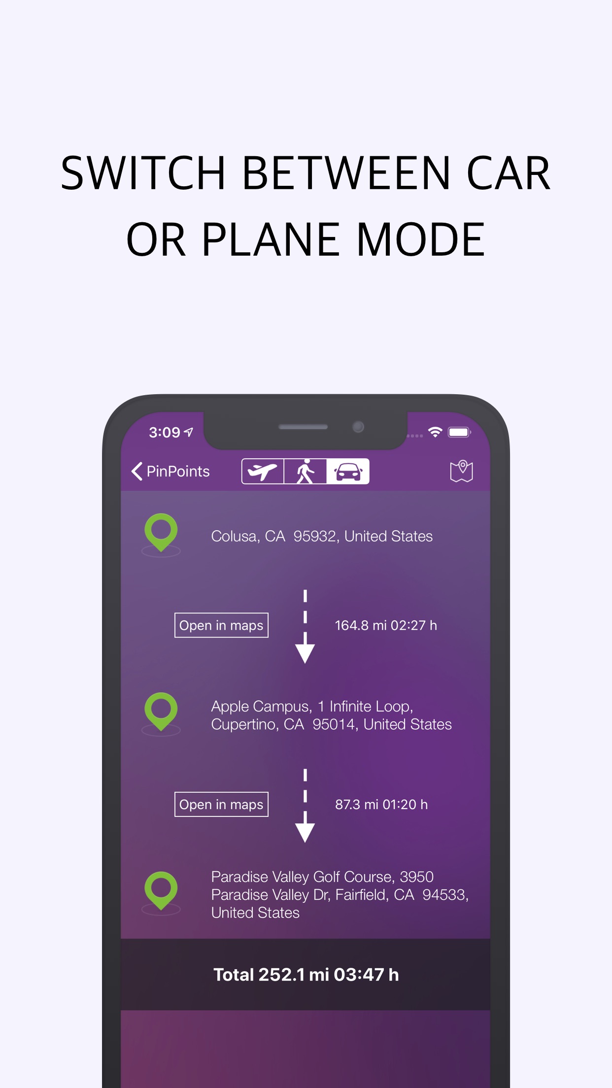 Screenshot do app Pin Points Distance Calculator