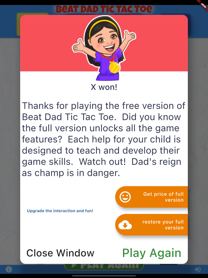 Beat Dad Tic Tac Toe