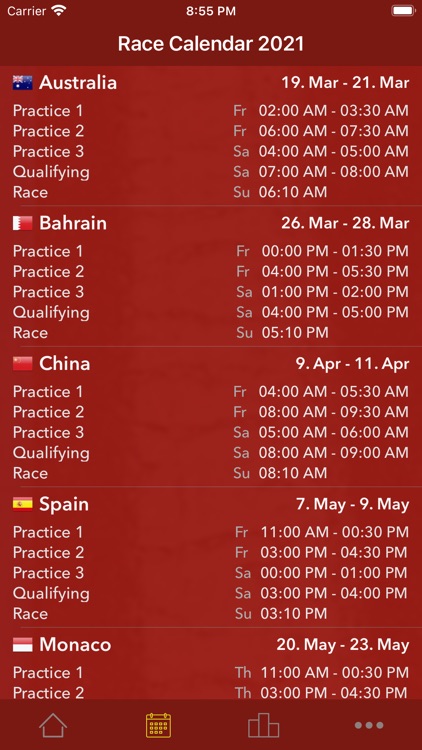 Race Calendar 2021