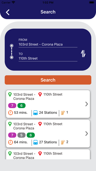MTA NYC Subway Route Planner screenshot 2