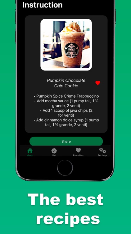 Secret Menu for Starbucks ▹