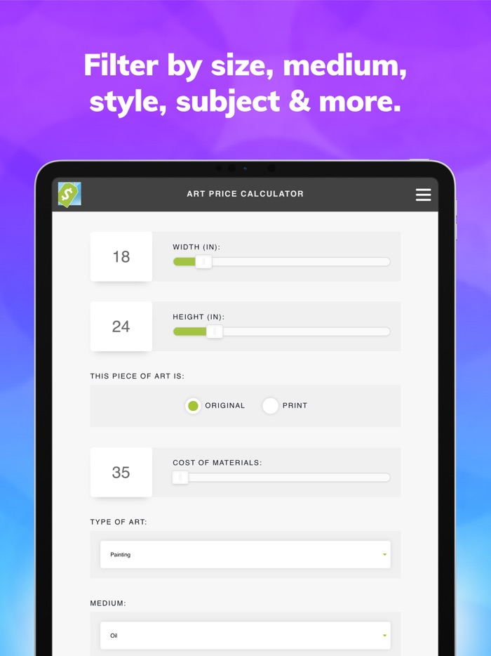 Art Price Calculator
