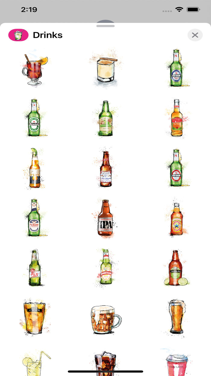 Cocktails and Drinks Stickers