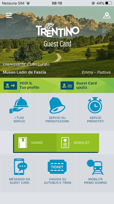 Screenshot of Trentino Guest Card3