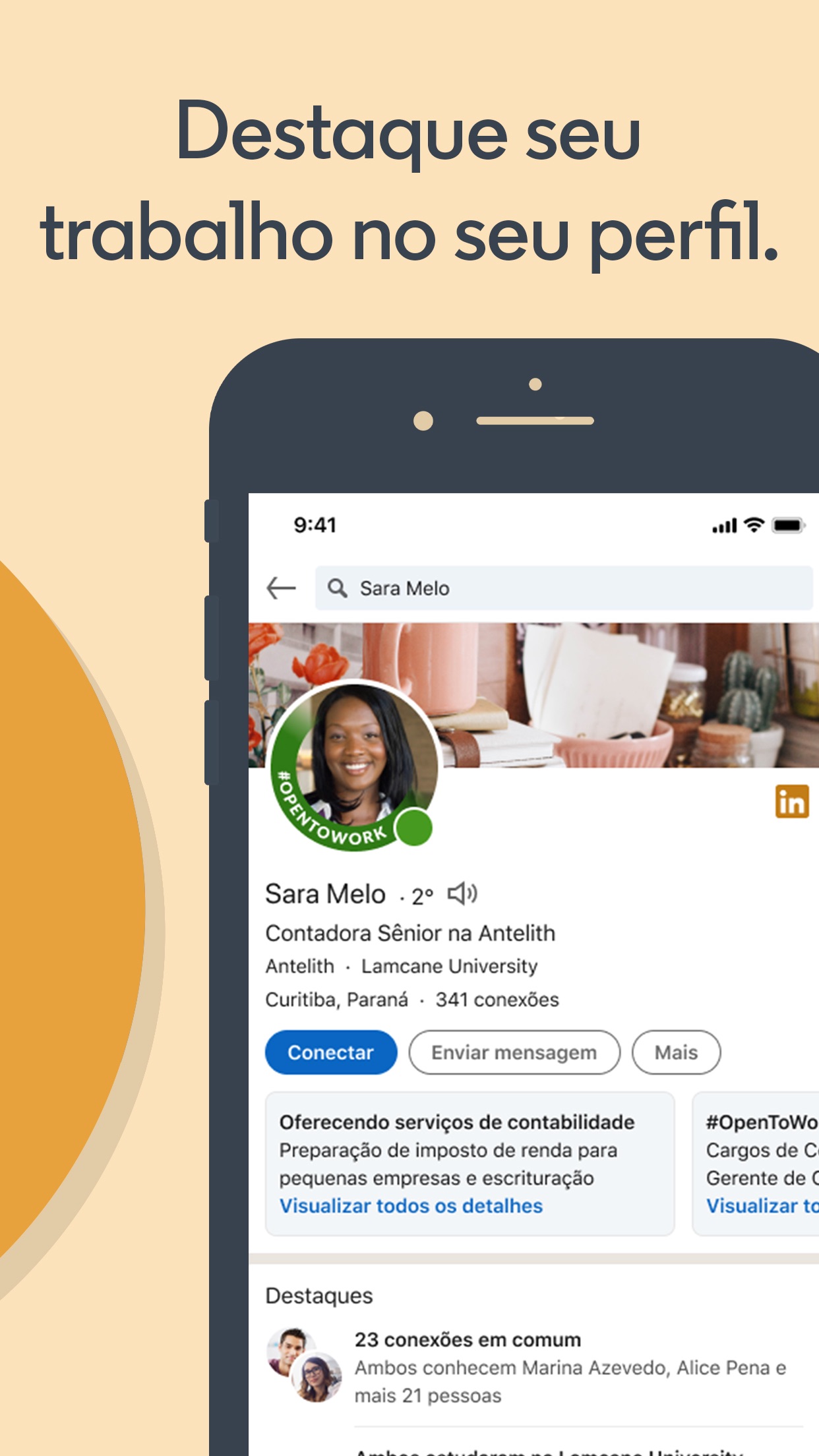 Screenshot do app LinkedIn