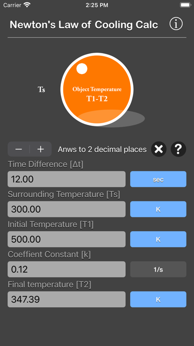 Newton's Law of Cooling Calc screenshot 2