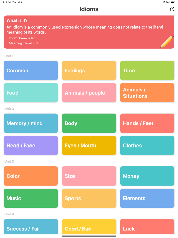 Idioms and Expressions App