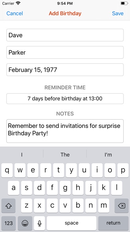 Birthday Reminder and Tracker