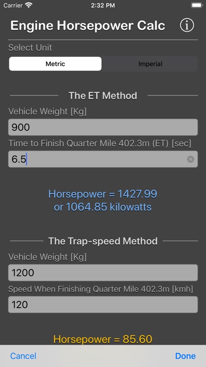 Engine Horsepower Calculator