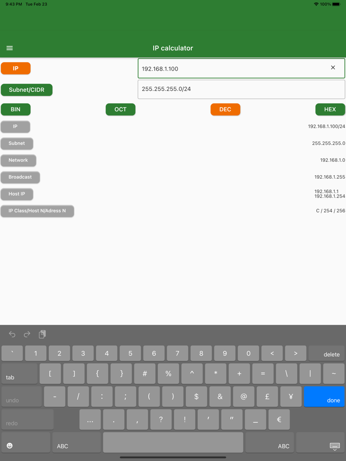 Easy Network calculator